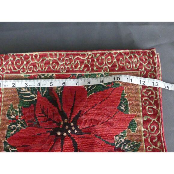 Set of 4 Poinsettia Christmas Placemats Woven Red Gold Trim Table Holiday Decor - Picture 6 of 6